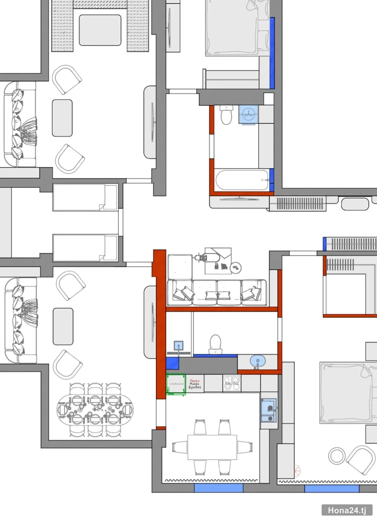 4-комн. квартира, 18-й мкр, 155 м² — 2