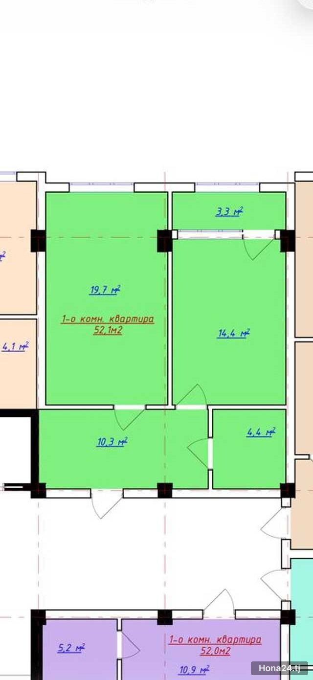 2-комн. квартира, 8-12 мкр, 52 м² — 4